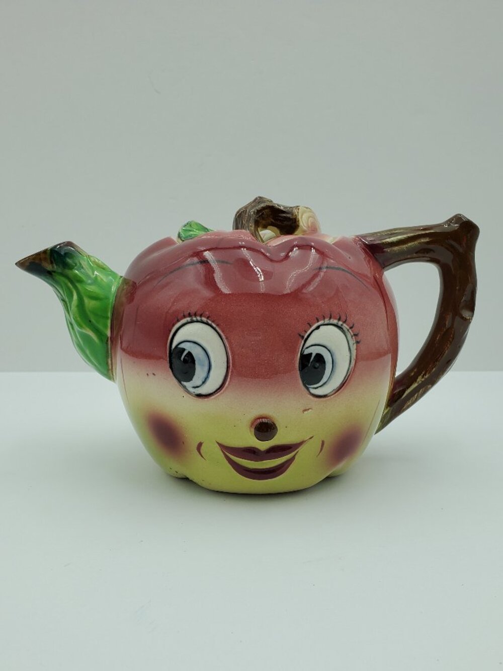 Vintage Anthropomorphic Apple Teapot MCM Kitsch Smiling Apple Face Creamer
